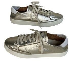 Soludos Ibiza Women’s Size 9 Classic Leather Sneaker Metallic Gold Casual Chic